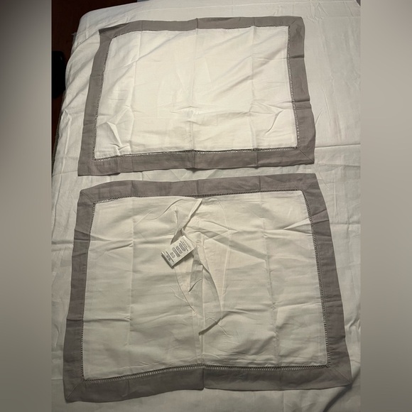 Everhome Queen Duvet 3 pc. Set White Linen Cotton Blend Gray Reid Ladder Stitch - Picture 9 of 13